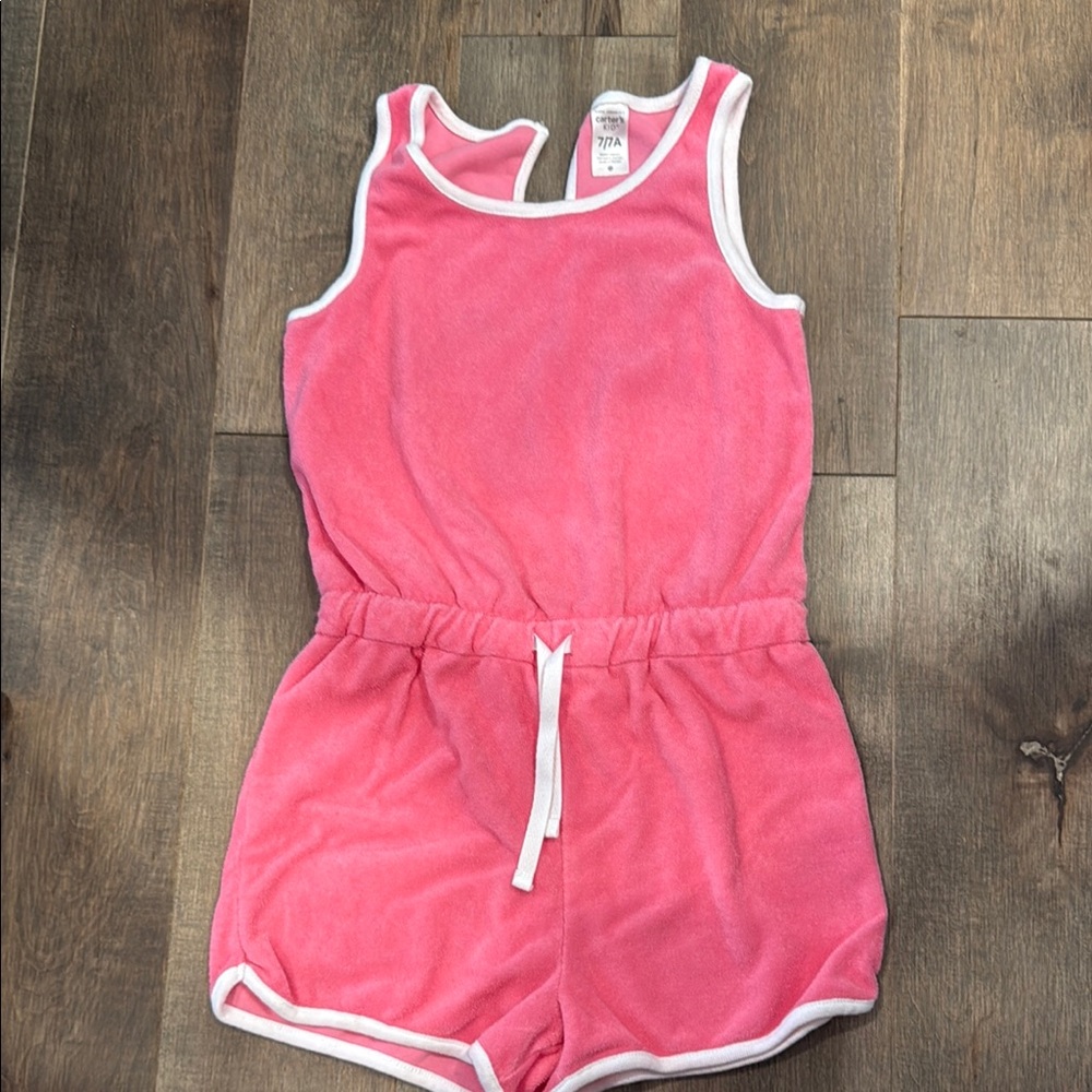 Carter's Pink Sporty Romper with White Trim